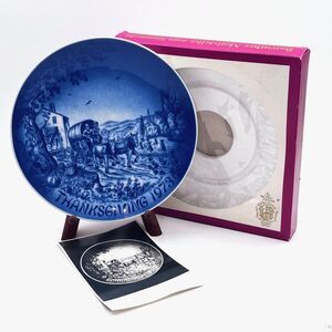 Bareuther 1973 Thanksgiving Plate Bavaria Germany Country Road Autumn Blue 8"